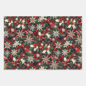 ヴィンテージエレガントの雪片が格子状に ラッピングペーパーシート (正面3)