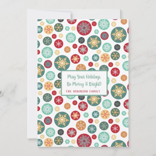 ヴィンテージエレガントの雪片クリスマスファミリー写真 招待状 (裏面)