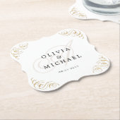 ヴィンテージエレガントは書道のモノグラムを繁栄させる ペーパーコースター (アングル)