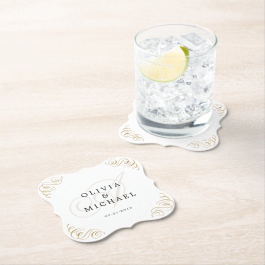 ヴィンテージエレガントは書道のモノグラムを繁栄させる ペーパーコースター (インサイチュ)