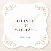 ヴィンテージエレガントは書道のモノグラムを繁栄させる ペーパーコースター (正面)