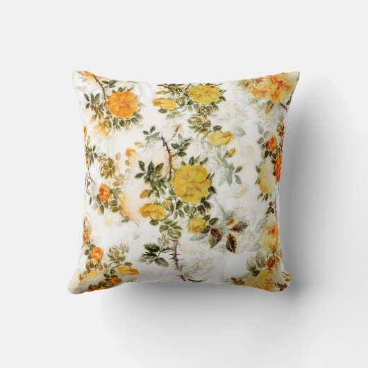 ヴィンテージエレガントみすぼらしいシックYellowsゴルド花模様 クッション (裏面)