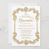 ヴィンテージエレガントアイボリーホワイト金ゴールドティアラキンセアニェラ 招待状 (正面)