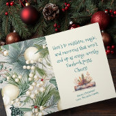 ヴィンテージエレガントアイボリー&ブルーファミリーフォト金ゴールド 箔シーズンカード