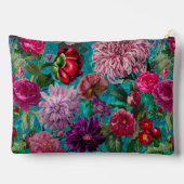 ヴィンテージエレガントアクアブルーフローラモノグラム アクセサリーポーチ (裏面)