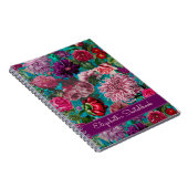 ヴィンテージエレガントアクアブルーフローラモノグラム ノートブック (右側)