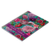 ヴィンテージエレガントアクアブルーフローラモノグラム ノートブック (左側)