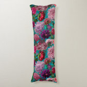 ヴィンテージエレガントアクアブルーフローラモノグラム ボディピロー (正面縦)