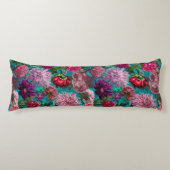 ヴィンテージエレガントアクアブルーフローラモノグラム ボディピロー (正面)