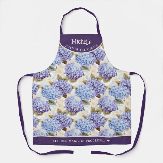 ヴィンテージエレガントアジサイ模様 エプロン (正面)
