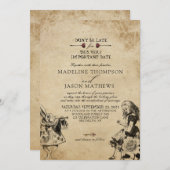 ヴィンテージエレガントアリスinワンダーランド結婚ズ 招待状 (正面/裏面)