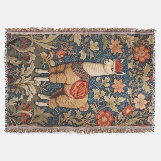 ヴィンテージエレガントアルパカウィリアムインスパイアモリス スローブランケット (正面)