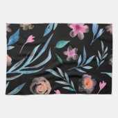 ヴィンテージエレガントアンティーク水彩花P投げ キッチンタオル (横)