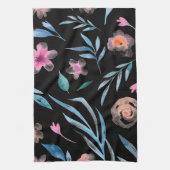 ヴィンテージエレガントアンティーク水彩花P投げ キッチンタオル (縦)