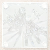 ヴィンテージエレガントアールデコイニシャル付きラインストーン ガラスコースター (裏面)