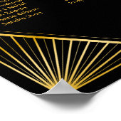 ヴィンテージエレガントアールデコブラック金ゴールドシーティングチャート ポスター (角)