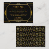ヴィンテージエレガントアールデコブラック金ゴールド結婚ズ エンクロージャーカード (正面/裏面)