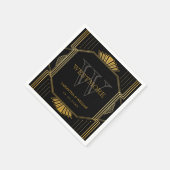 ヴィンテージエレガントアールデコブラック金ゴールド結婚ズ スタンダードカクテルナプキン (角)