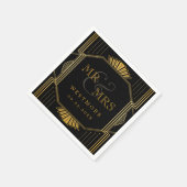 ヴィンテージエレガントアールデコブラック金ゴールド結婚ズ スタンダードカクテルナプキン (角)