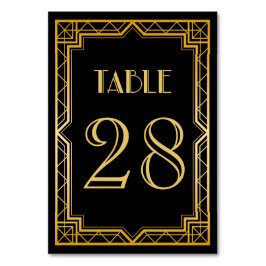 ヴィンテージエレガントアールデコブラック金ゴールド結婚ズ テーブルナンバー