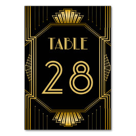 ヴィンテージエレガントアールデコブラック金ゴールド結婚ズ テーブルナンバー