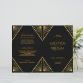 ヴィンテージエレガントアールデコブラック金ゴールド結婚プログラム (スタンド正面)