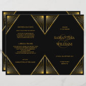 ヴィンテージエレガントアールデコブラック金ゴールド結婚プログラム (正面/裏面)