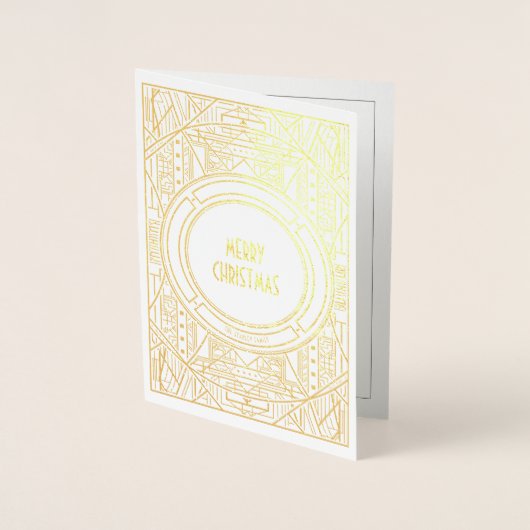 ヴィンテージエレガントアールデコメリークリスマス 箔カード (正面)