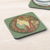 ヴィンテージエレガントアールデコレディーサークルモザイク コースター (左側)