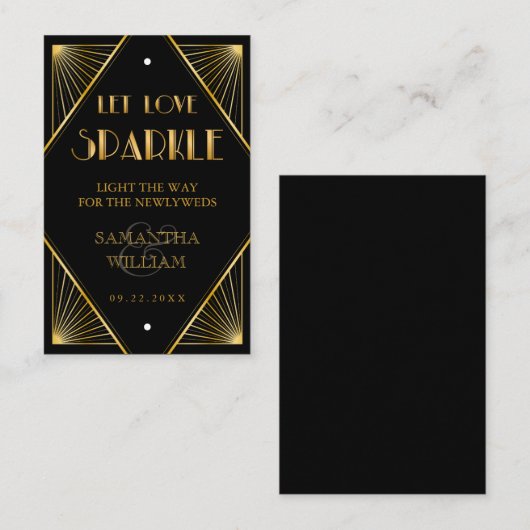 ヴィンテージエレガントアールデコ結婚金ゴールドの送信 名刺 (正面/裏面)