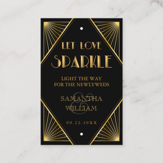 ヴィンテージエレガントアールデコ結婚金ゴールドの送信 名刺 (正面)