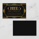 ヴィンテージエレガントアールデコ結婚金ゴールドの飲料チケット 名刺 (正面/裏面)