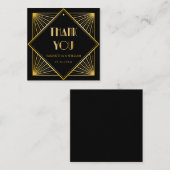 ヴィンテージエレガントアールデコ金ゴールド結婚式の引き出物ラベル スクエア名刺 (正面/裏面)