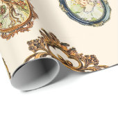 ヴィンテージエレガントアールヌーボーガールズフラワーフレーム ラッピングペーパー (ロールコーナー)