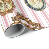 ヴィンテージエレガントアールヌーボーガールズフラワーフレーム ラッピングペーパー (ロールコーナー)