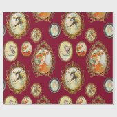 ヴィンテージエレガントアールヌーボーガールズフラワーフレーム ラッピングペーパー (フラット)