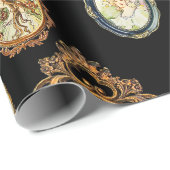 ヴィンテージエレガントアールヌーボーガールズフラワーフレーム ラッピングペーパー (ロールコーナー)