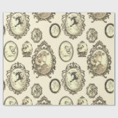 ヴィンテージエレガントアールヌーボーガールズフラワーフレーム ラッピングペーパー (フラット)