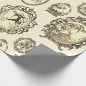 ヴィンテージエレガントアールヌーボーガールズフラワーフレーム ラッピングペーパー (角)