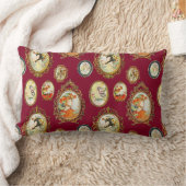 ヴィンテージエレガントアールヌーボーガールズフラワーフレーム ランバークッション (ブランケット)