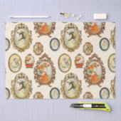 ヴィンテージエレガントアールヌーボーガールズフラワーフレーム 薄葉紙 (クラフト)