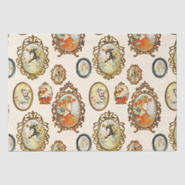 ヴィンテージエレガントアールヌーボーガールズフラワーフレーム 薄葉紙