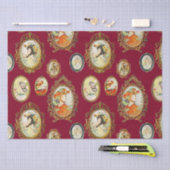 ヴィンテージエレガントアールヌーボーガールズフラワーフレーム 薄葉紙 (クラフト)