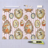 ヴィンテージエレガントアールヌーボーガールズフラワーフレーム 薄葉紙 (クラフト)