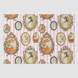 ヴィンテージエレガントアールヌーボーガールズフラワーフレーム 薄葉紙