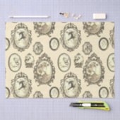 ヴィンテージエレガントアールヌーボーガールズフラワーフレーム 薄葉紙 (クラフト)