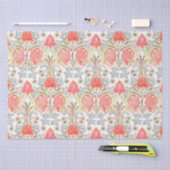 ヴィンテージエレガントアールヌーボーサンゴ花模様 薄葉紙 (クラフト)