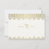 ヴィンテージエレガントアールヌーボーソフトホワイトと金ゴールド 出欠カード (裏面)