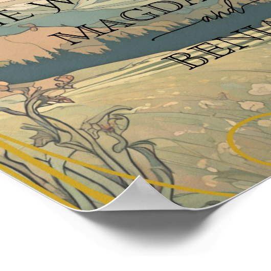 ヴィンテージエレガントアールヌーボーデコ自然歓迎 ポスター (角)