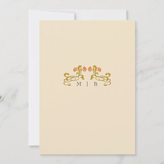 ヴィンテージエレガントアールヌーボーデコ自然結婚ズ 招待状 (裏面)